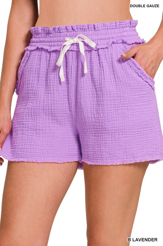 Double Elasticband Drawstring Waist Shorts