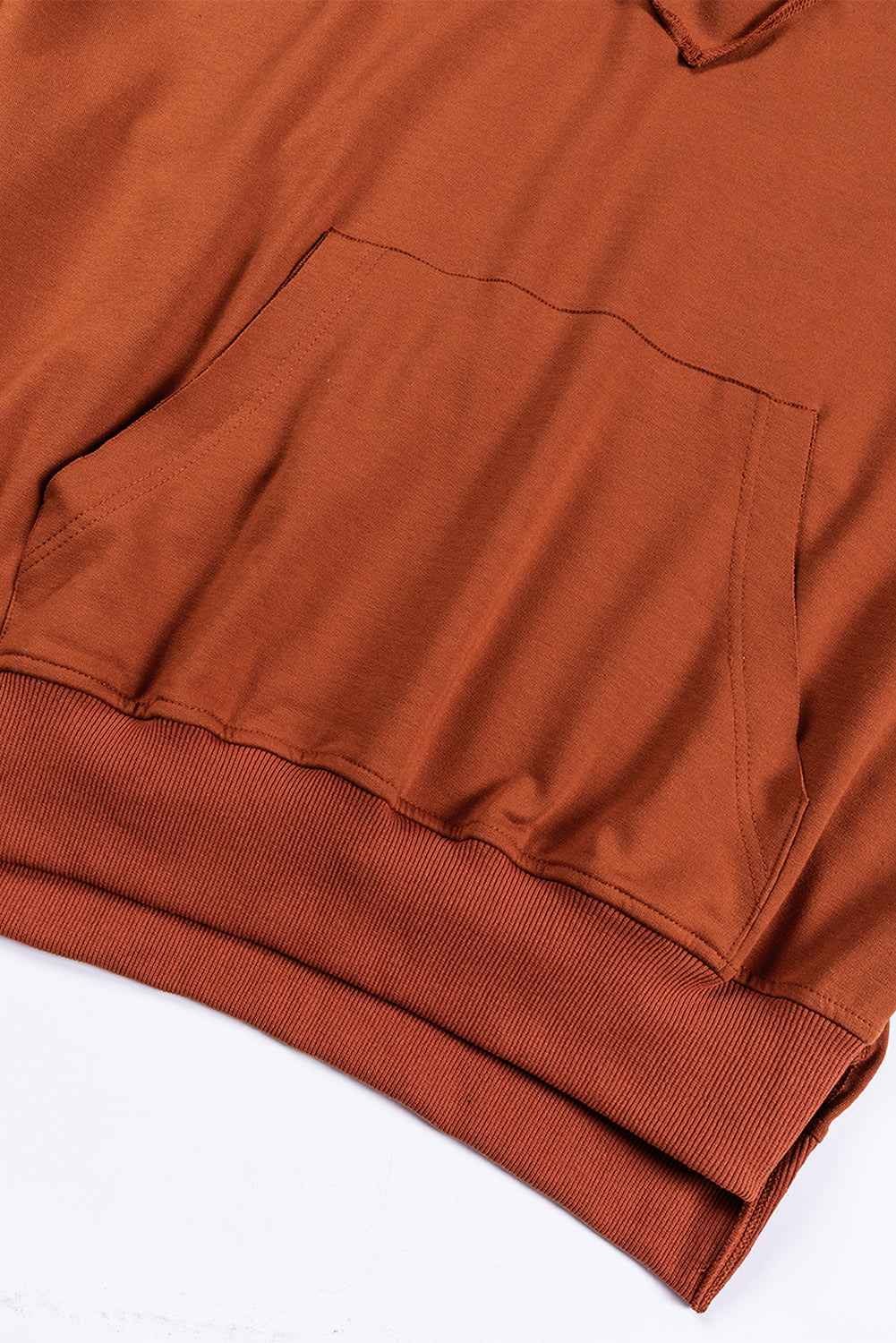 Chestnut V Neck Kangaroo Pocket Oversized Hoodie