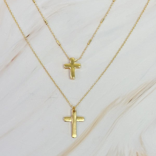 Pretty Chain Cross Necklace Set Of 2